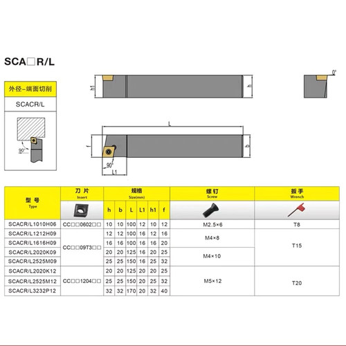 90度刀杆SCACL/SCACR0808F06/1010H06/1212H09/1616H09/2020K09