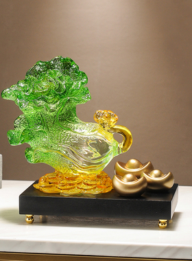 新中式招财白菜摆件客厅电视酒柜办公室桌面装饰V品乔迁新居礼品