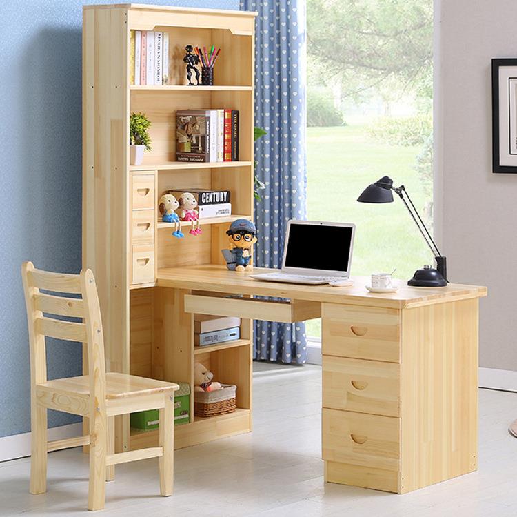 台式家用电脑桌儿童学习桌转角电脑桌写字桌全实木电脑桌组合书桌