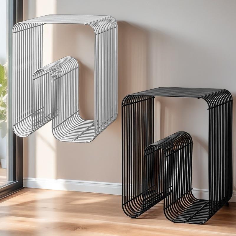 置物书架北欧铁艺小茶几简约现代创意沙发边桌客厅阳台报刊杂志架