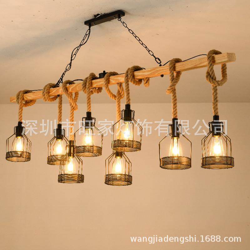 工业风复古酒吧咖啡厅餐厅创意个性吧台服装店美发店前台麻绳吊灯,家装灯饰光源,智能吊灯,淘宝优惠券,粉丝福利购,淘宝优惠卷