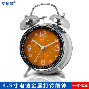 铁艺学生小闹钟儿童静音时尚台钟桌面创意夜光指针石英钟表