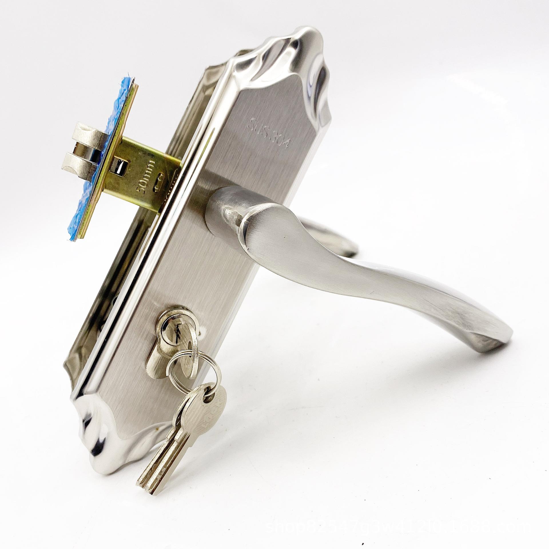 140孔距浴室木门室内门锁卫生间门锁铝合金带钥匙单舌锁