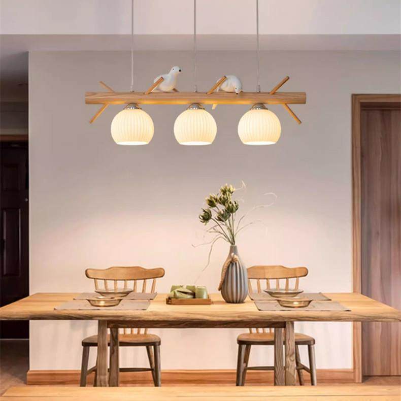 北欧现代简约实木餐厅吊灯创意个性led小鸟日式原木灯饰吊灯5100,家装灯饰光源,智能吊灯,淘宝优惠券,粉丝福利购,淘宝优惠卷
