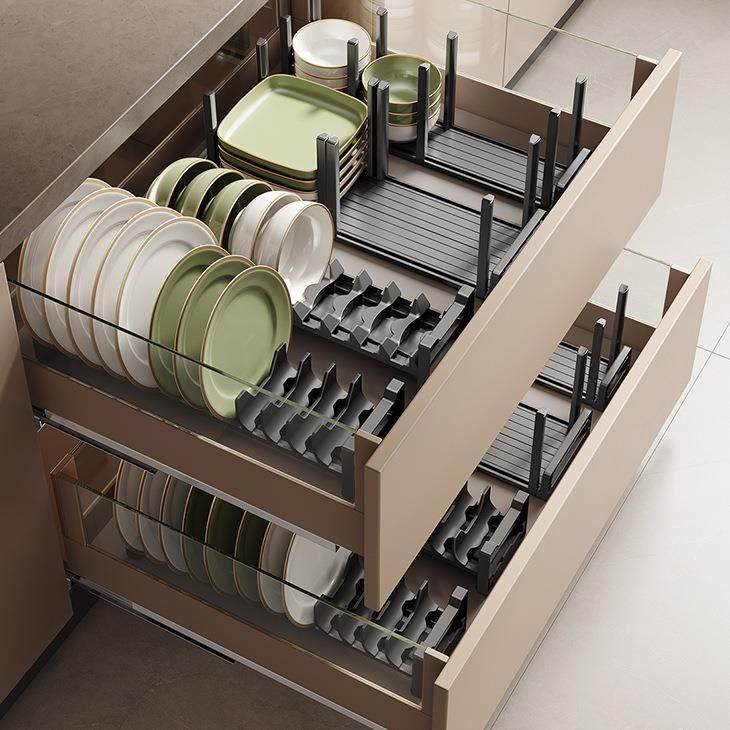 枪灰厨房碗碟架抽屉橱柜餐具内置分格碗架家用可调节台面置物架,厨房/烹饪用具,碗架,淘宝优惠券,粉丝福利购,淘宝优惠卷