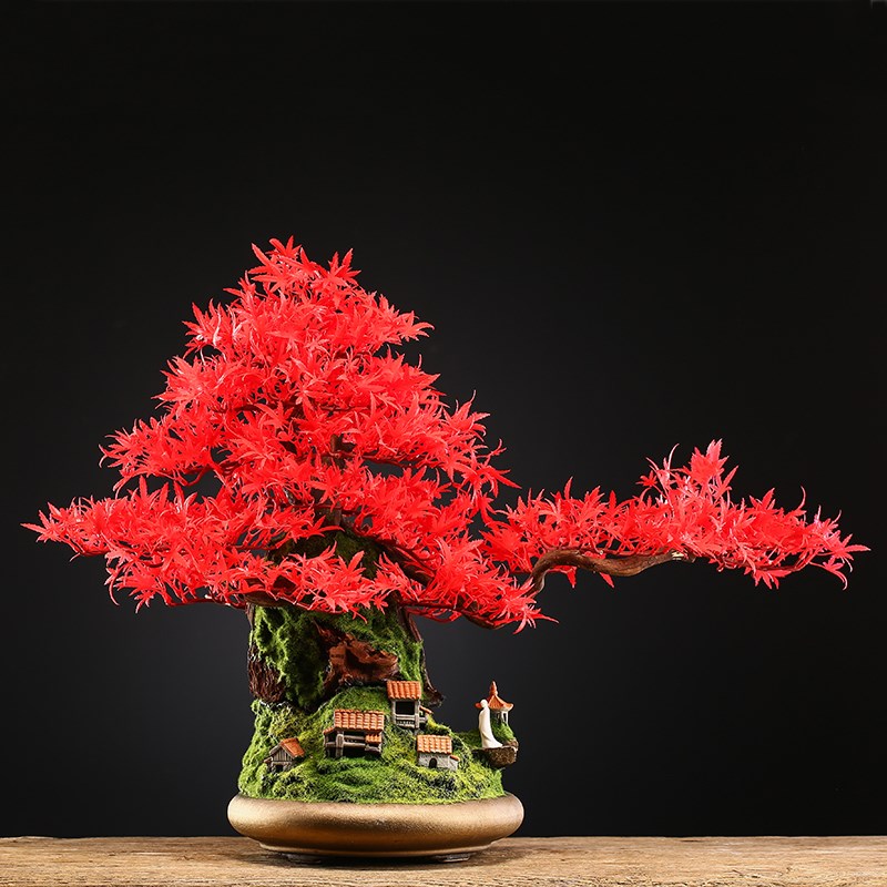仿真迎客松假树绿植红运当头盆景客厅办公室玄关家居禅意装饰摆件