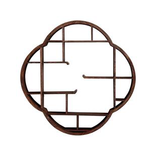 梅花形博古架实木新中式壁挂置物架客厅茶室挂墙式摆轻奢高档架子