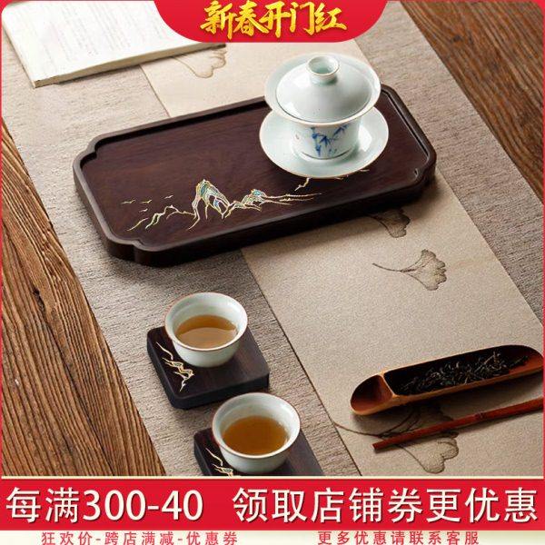 螺钿漆器茶盘家用实木茶具台古风小型托盘放茶叶杯沥水干泡台茶海,节庆用品/礼品,文化创意杯垫/餐垫,淘宝优惠券,粉丝福利购,淘宝优惠卷