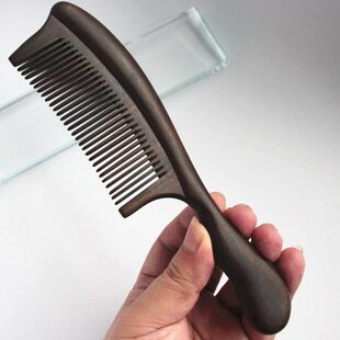 紫光乌檀木梳子大号女士长发卷发按摩木梳乌木黑檀香木梳子细齿梳