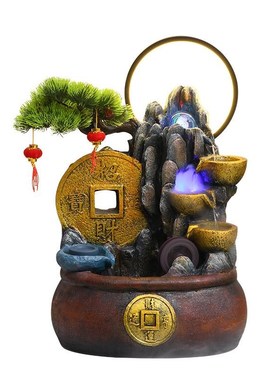 中式流水喷泉加湿器鱼缸招财摆件办E公室客厅桌面茶台水景开业礼