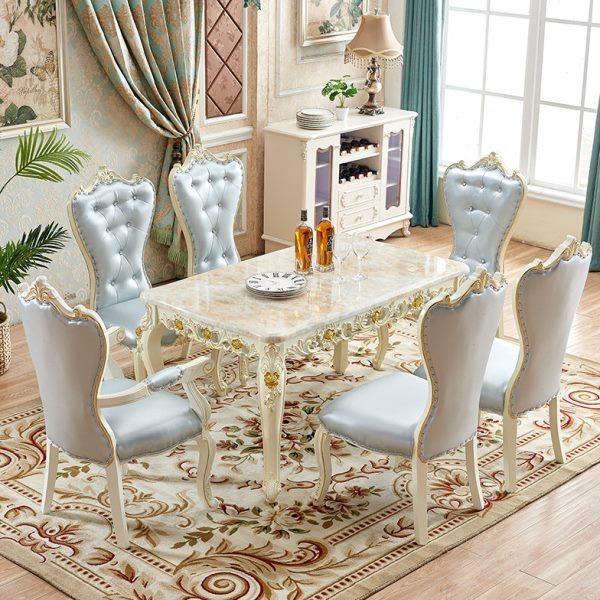 欧式餐桌椅组合小户型家用大理石吃饭长方形现代简约法式实木桌子,住宅家具,大理石餐桌,淘宝优惠券,粉丝福利购,淘宝优惠卷