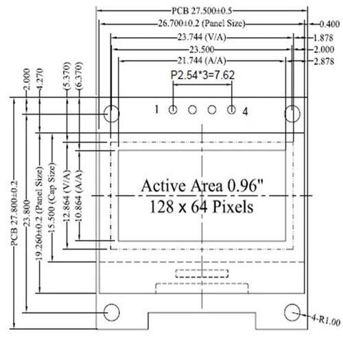 0.96寸 黄蓝双色 I2C IIC通信 12864 OLED液晶屏模块 OLED显示屏