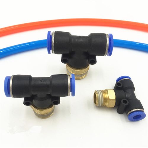 快速插气接头T型外螺纹接头PB4/6/8/10/12-M5/01/02/03/04T型三通