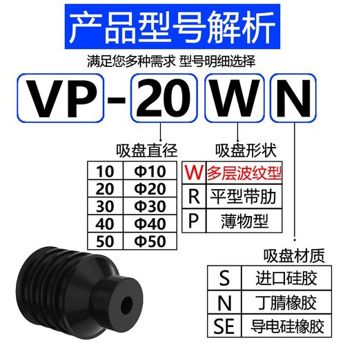 机械手工业自动化多层型真空吸盘VP-10W/20W/30W/40W/50W气动配件