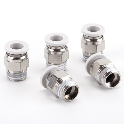 PC6PC8PC10PC16白色螺纹M5直通气管快速气动接头04四分03快01插02