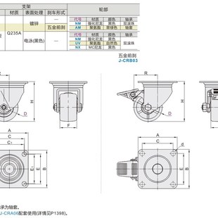CRB03 CRB06达 CRB01J 怡合进口高性价比脚轮重载型平底活动型J