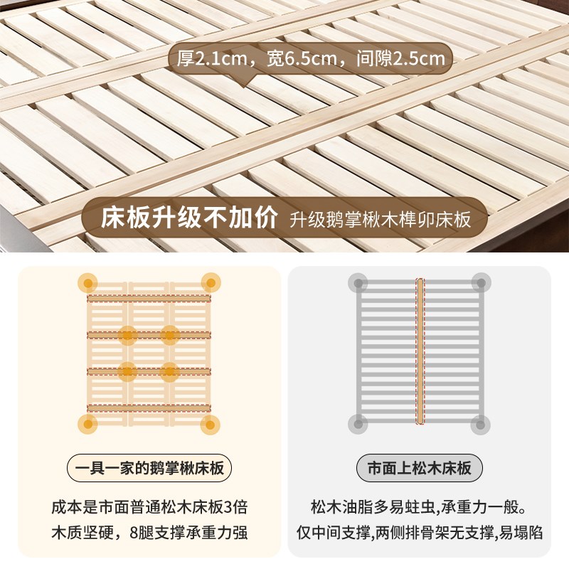 美式床全实木真皮靠背1.5 1.8米双人床高箱储物复古简约主卧家具