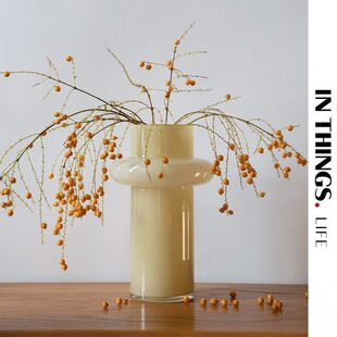 物里中古花瓶玻璃法式复古轻奢玉色插花小号客厅民宿装饰摆件花器