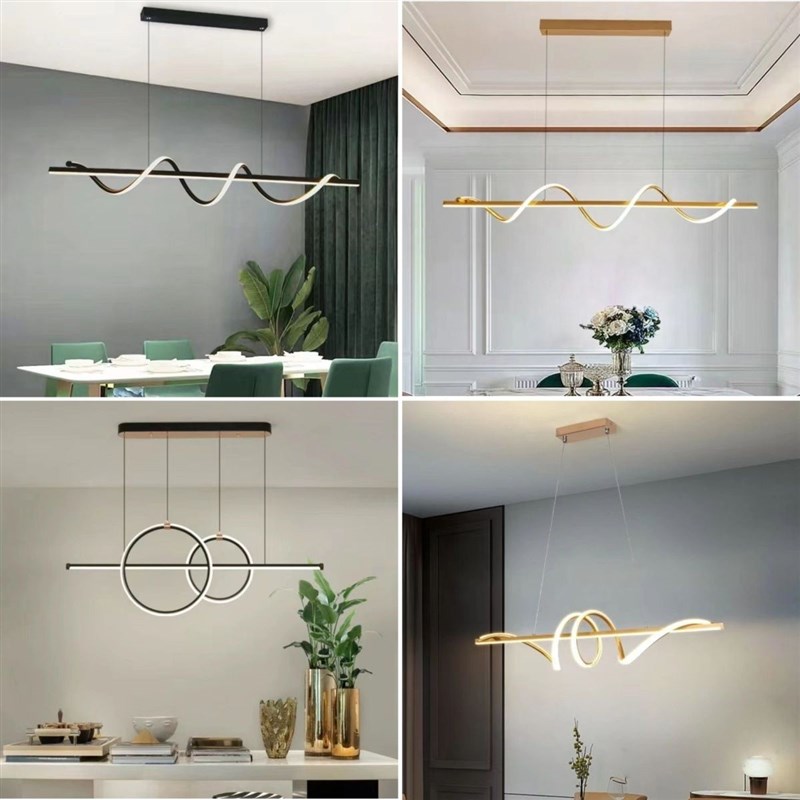 餐厅专用灯北欧吊灯现代简约大气轻E奢板简线条灯创意吧台饭厅餐