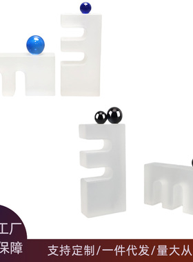 现代简约水晶磨砂拱门蓝色圆球摆件样板间家居玄关客Y厅桌面装饰