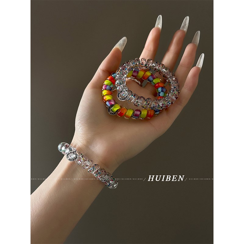 TT平替发圈~高级感电话线头绳网红无痕皮筋女扎头V高弹力耐用发绳