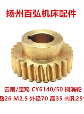 云南宝鸡CY6140/6150涡轮 CS6140走刀铜蜗轮 蜗杆 齿数Z=26 孔25