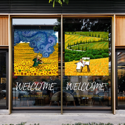 雅彦梵高星空静电玻璃贴膜