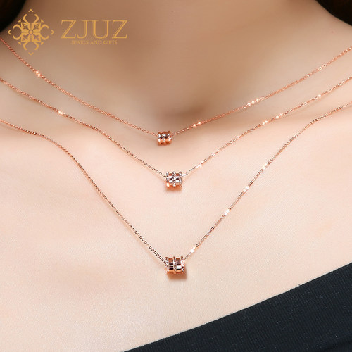 18k金项链玫瑰金黄金送女友套链