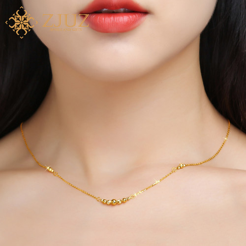 ZJUZ18K金项链玫瑰金女AU750摩登转运珠项链黄金锁骨链坠彩金项链 - 封面