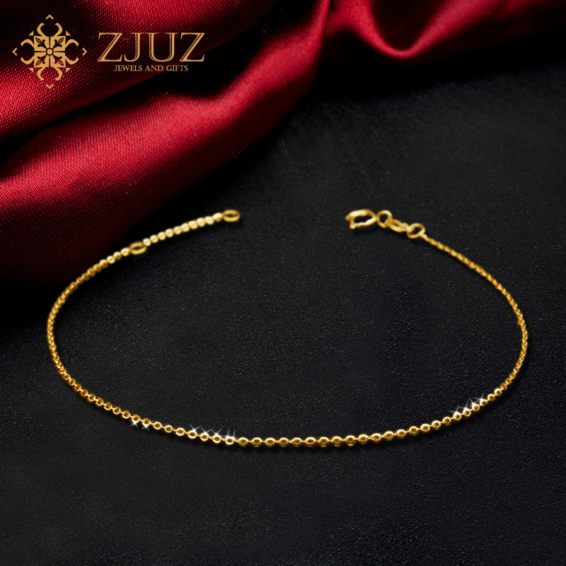 zjuz18k素金细手链女士玫瑰金简约白金彩金黄金细手镯定制刻字