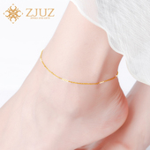 ZJUZ18K金女款 玫瑰金彩金细黄金脚饰女金脚链脚链金送女友 韩版