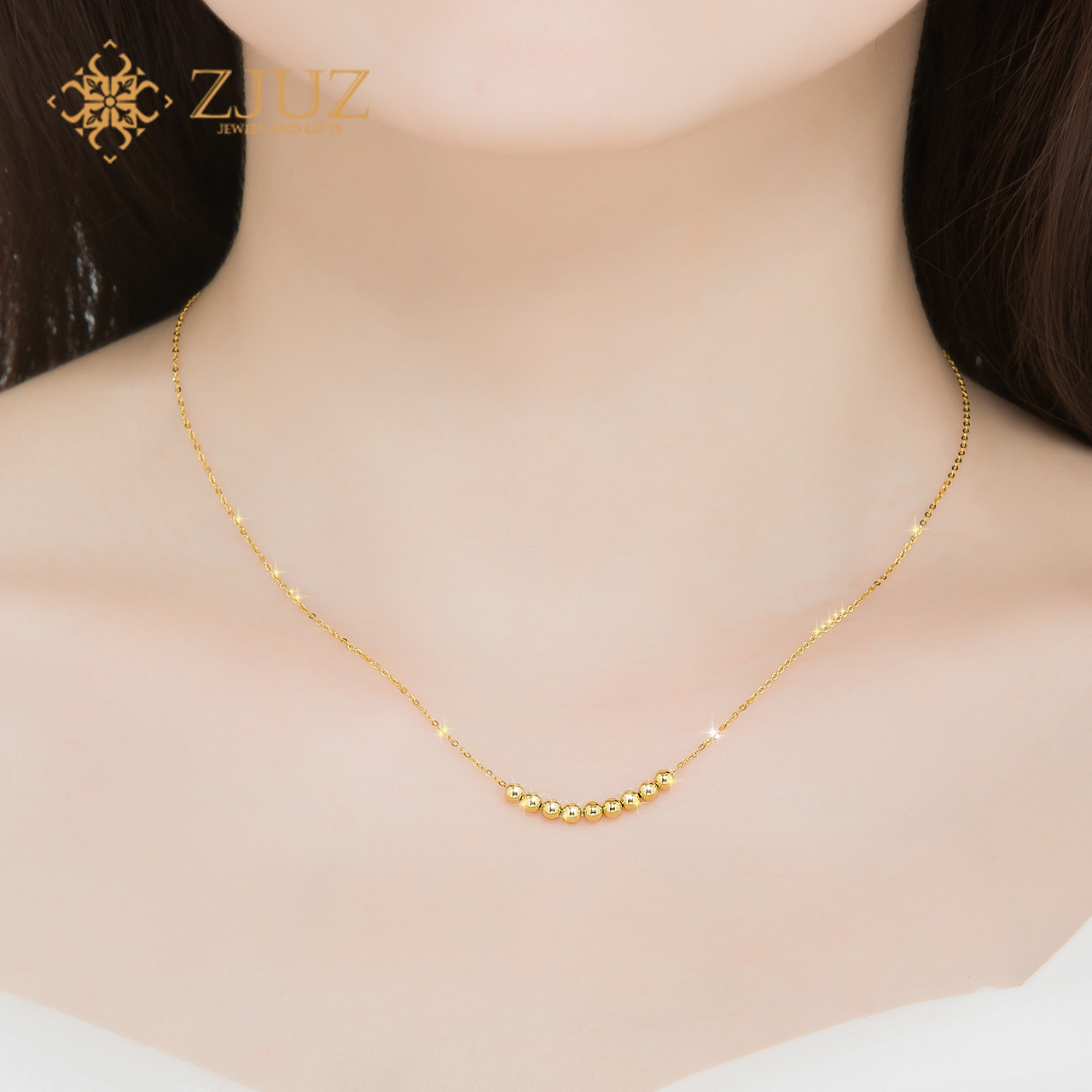 转运珠彩金素金套链礼物