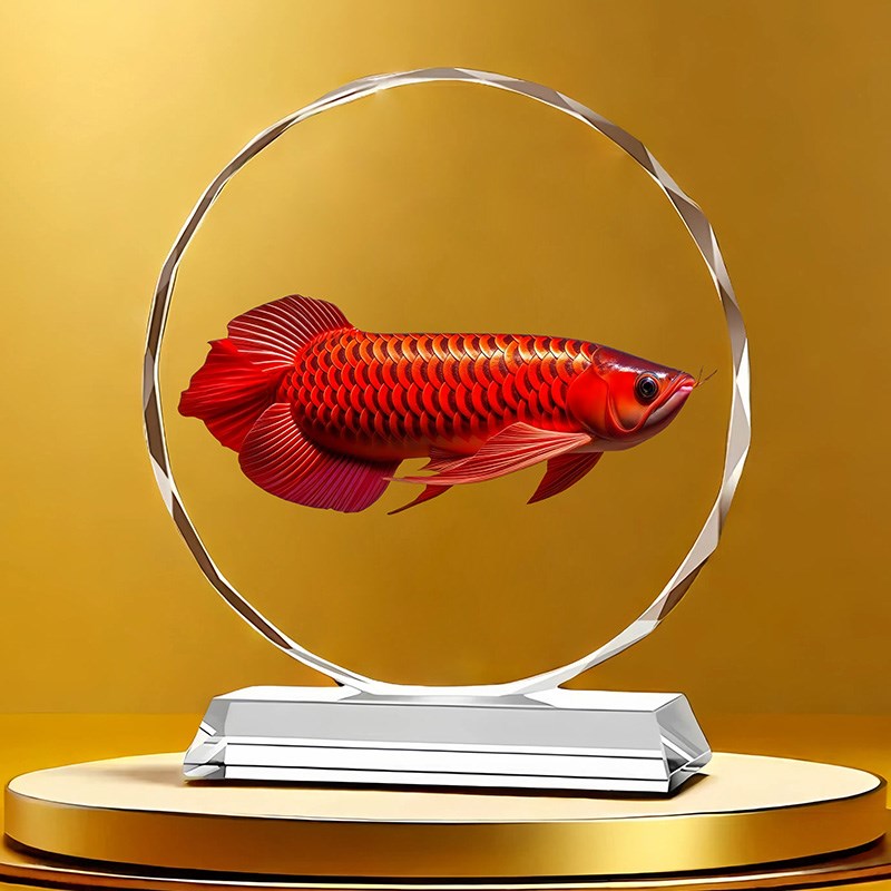 招财龙鱼水晶摆件k客厅家居客厅玄关装饰工艺品公司乔迁开业礼摆