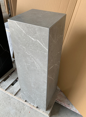 人造岩板方台大理石底座 玄关摆件落地装饰台 石材W简约方型灰底