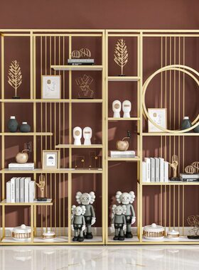 北欧现代铁艺博古架落地商用隔断架展示柜多宝阁置物架书架收纳架