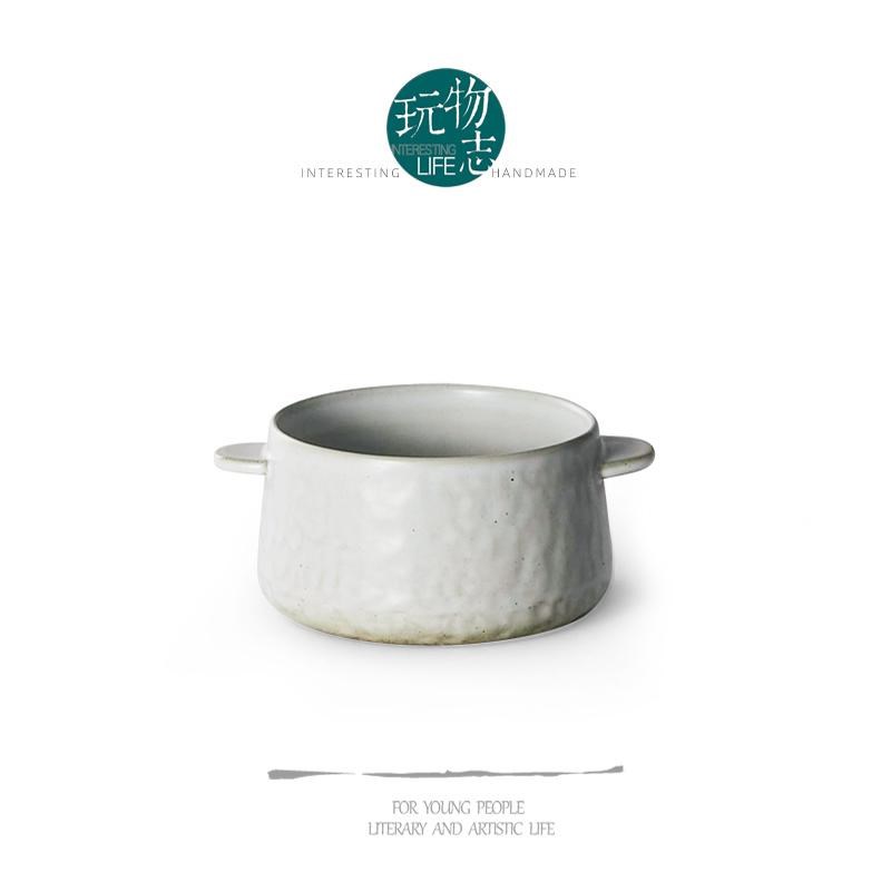 玩物志【白釉小汤碗】日式蒸蛋碗早餐G燕麦碗拌饭粗陶小号面碗复