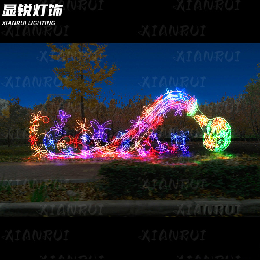 打卡中式LED花瓶灯装饰流光花瓶造型灯图案防水动态流水效果DMX