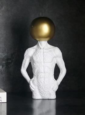 几何抽意象头像人物装雕塑摆关件样HGA板间客厅玄电视柜创肌肉人