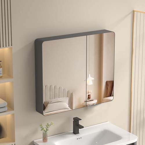 卫智生间太空铝室镜104柜内置物架美妆镜子抽纸浴孔妆化镜能浴室