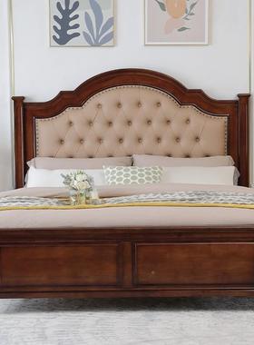 141018全木美床现代简约1.实8米双式人床卧主1.8M软包橡木婚床储