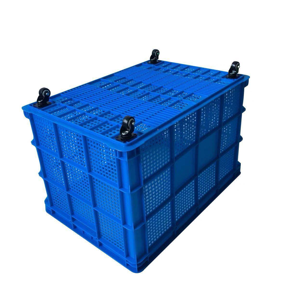 塑料筐方轮加厚周转筐镂快递无品牌/筐长形带空周转箱大容量带轮