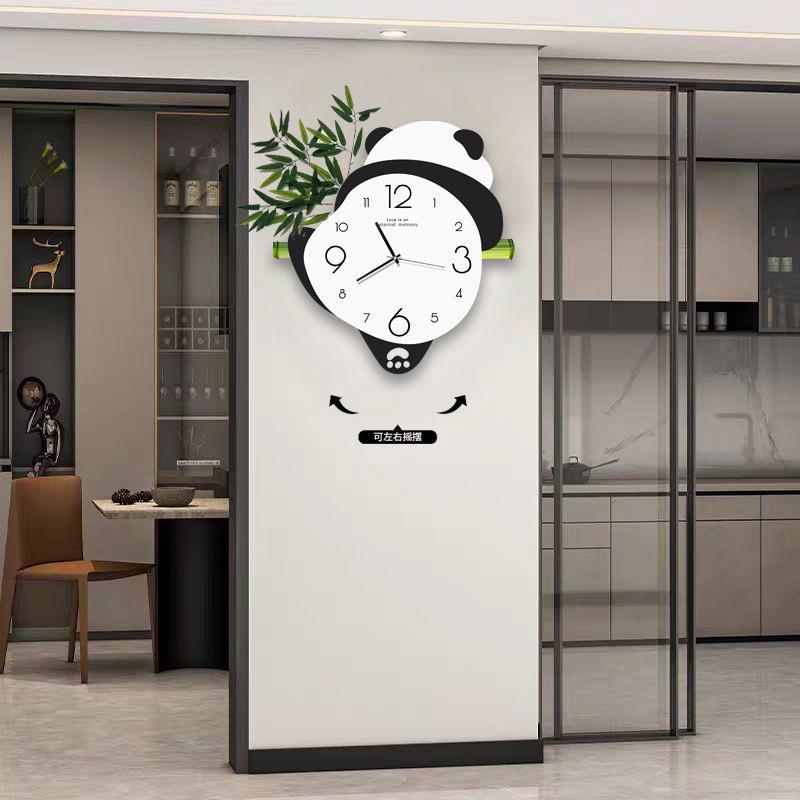 猫创挂意时钟客厅挂墙家用12345678钟表静约音餐厅摇熊摆钟简电视