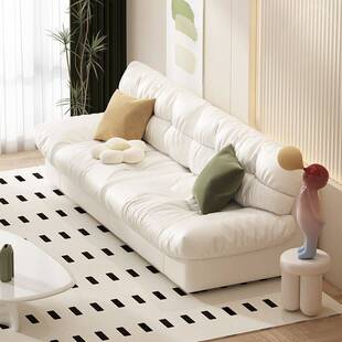 新款奶油风小户型懒人布艺沙发现代直排双三人位简约客厅云朵沙发
