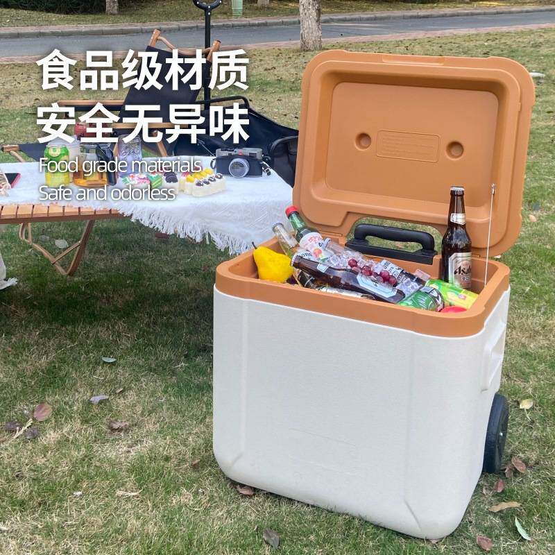 拉杆冰淇淋保温箱冰块桶商用摆摊便携带轮户外露营移动冰箱冷藏箱