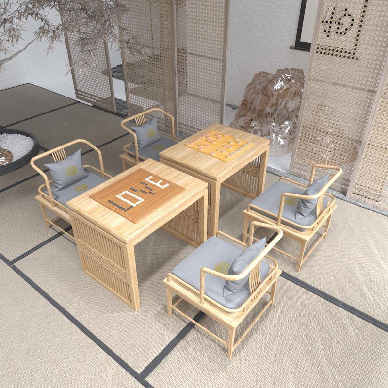 新中式实木象棋围棋桌椅组合桌国学馆茶台几日式牌家XRK室用棋桌