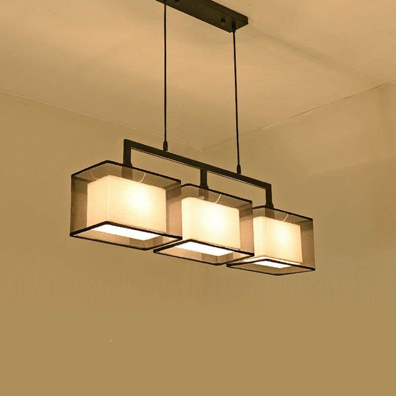 新中式吊灯长形现代约餐桌饭厅灯风复古吧台方餐le厅简d15003灯具,家装灯饰光源,智能吊灯,淘宝优惠券,粉丝福利购,淘宝优惠卷