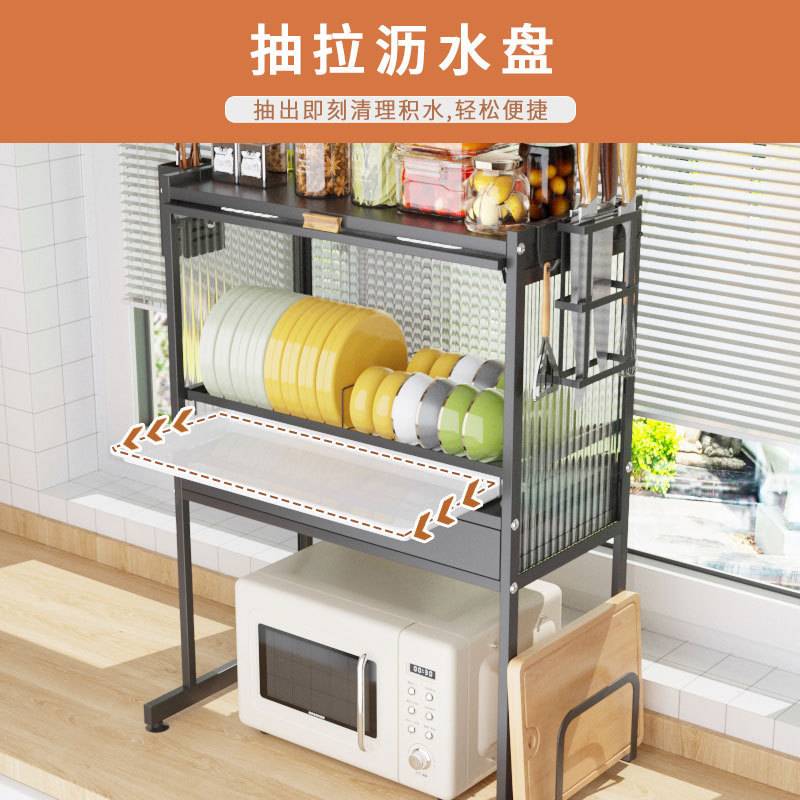 厨房置物架带盖碗架沥水架家用台面碗碟收纳架放碗盘防尘碗柜餐具