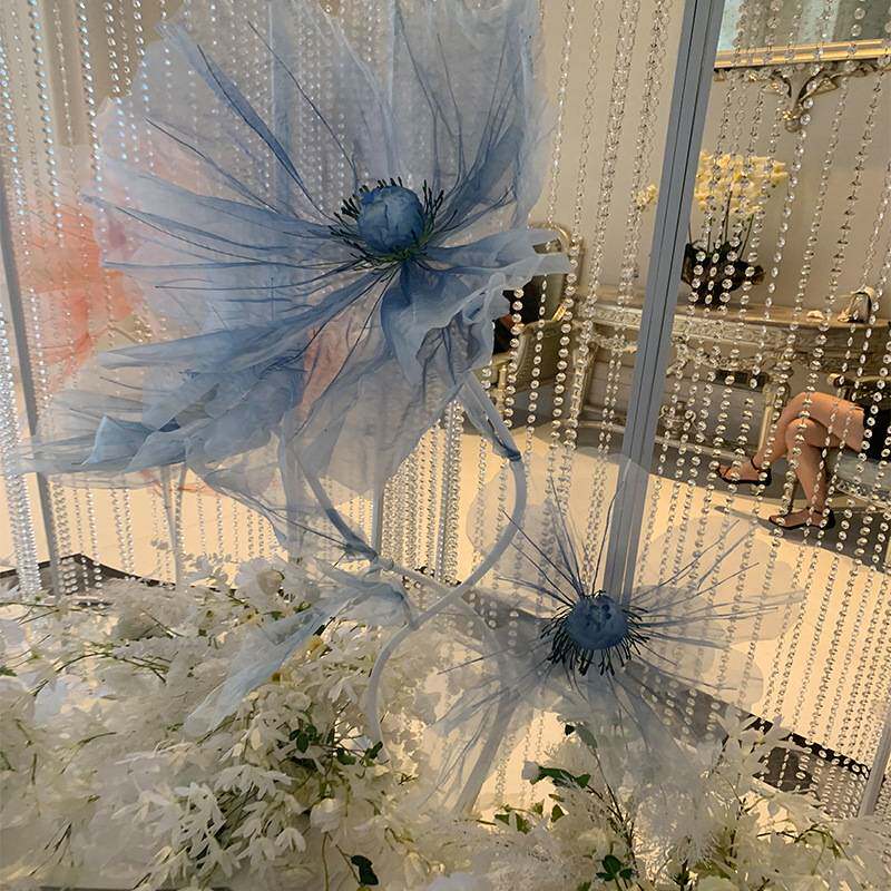 手工仿真花红色假花婚礼路引布置道具美陈装饰丝网花成品花艺摆件