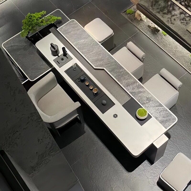 新中式乌金木茶桌椅组合客厅办公室泡茶台高端轻奢实木泡茶桌一体
