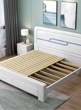 白色漆实木616现床1.8米橡木箱烤双人床1.5蓝色代简约主卧高储物